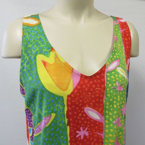 JAMS WORLD Floral Print VINTAGE Dress Sz M Artsy Tropical 90s Made in Hawaii USA - Picture 2 of 15